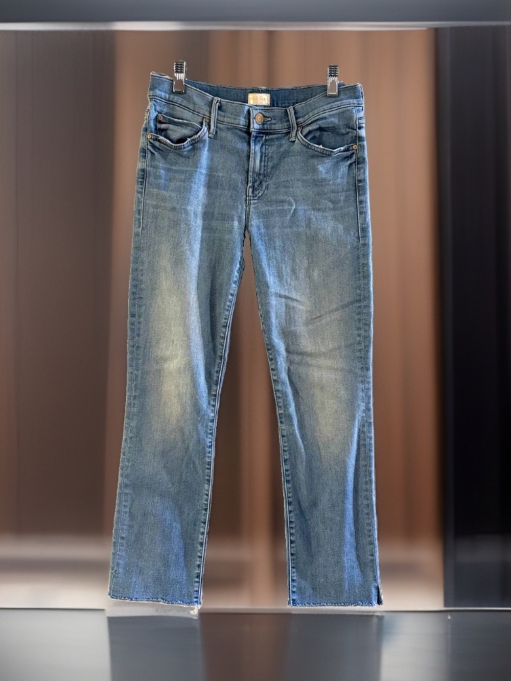 MOTHER Rascal Ankle Snippet Jeans 29 Wild At Heart Light Wash Raw Hem Straight